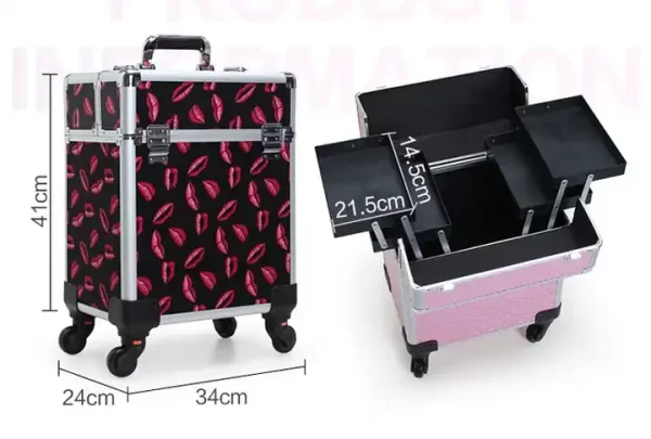 #MU 01-08 Lips Single Layer Multi-use Cosmetic Train Case - Image 3
