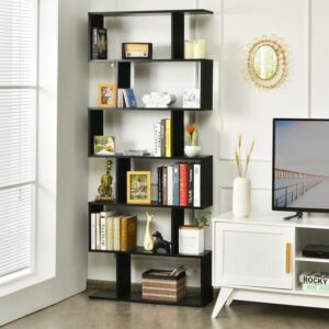 #BC-022BL Black 6 Tier Zig Zag Display Shelf