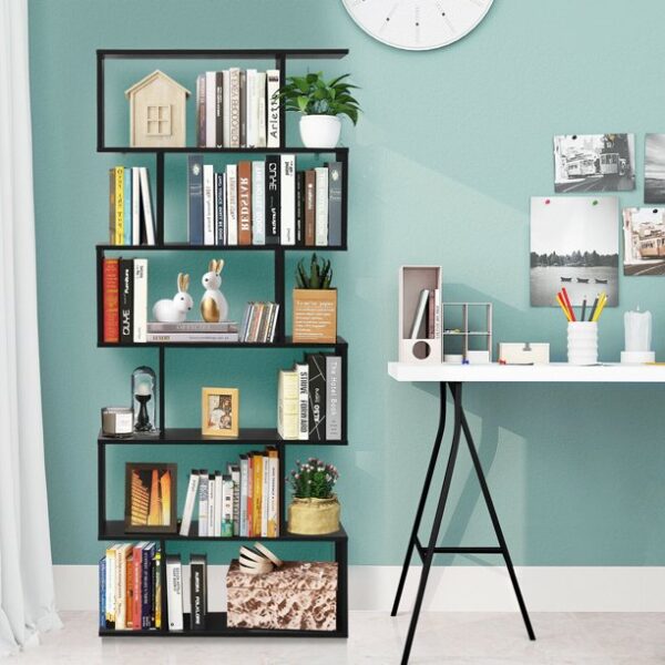 #BC-022BL Black 6 Tier Zig Zag Display Shelf - Image 2