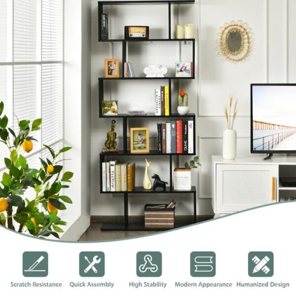 #BC-022BL Black 6 Tier Zig Zag Display Shelf - Image 8
