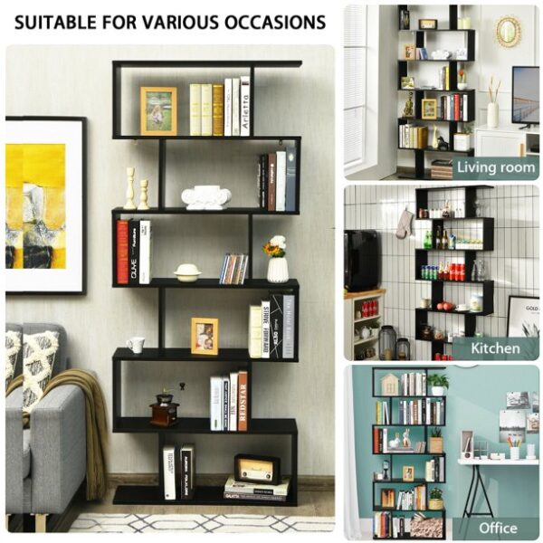 #BC-022BL Black 6 Tier Zig Zag Display Shelf - Image 5