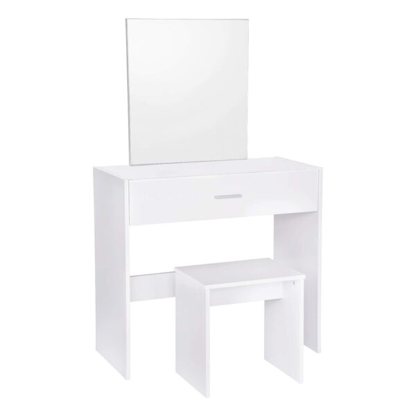 #DT-001 Vanity with Mirror & Stool - White - Image 3