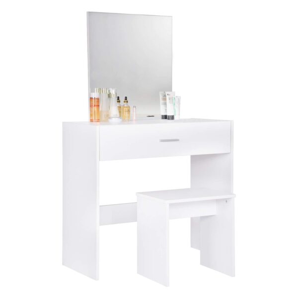 #DT-001 Vanity with Mirror & Stool - White - Image 2