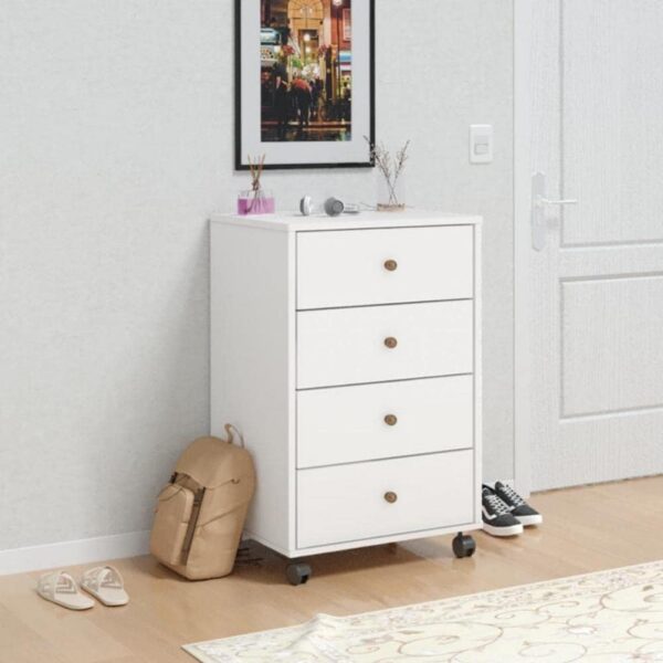 Presence 5 Drawers Storage Cabinet on Wheels - White - Image 3
