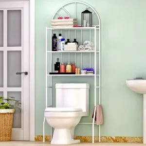 #CR 02-02 Metal Over The Toilet Rack - White