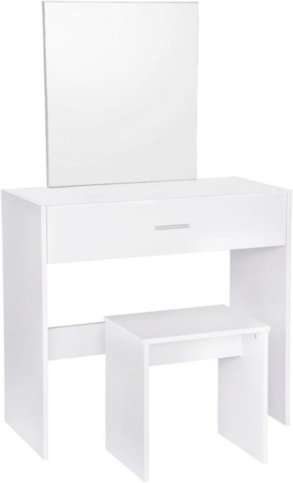 #DT-001 Vanity with Mirror & Stool - White - Image 7