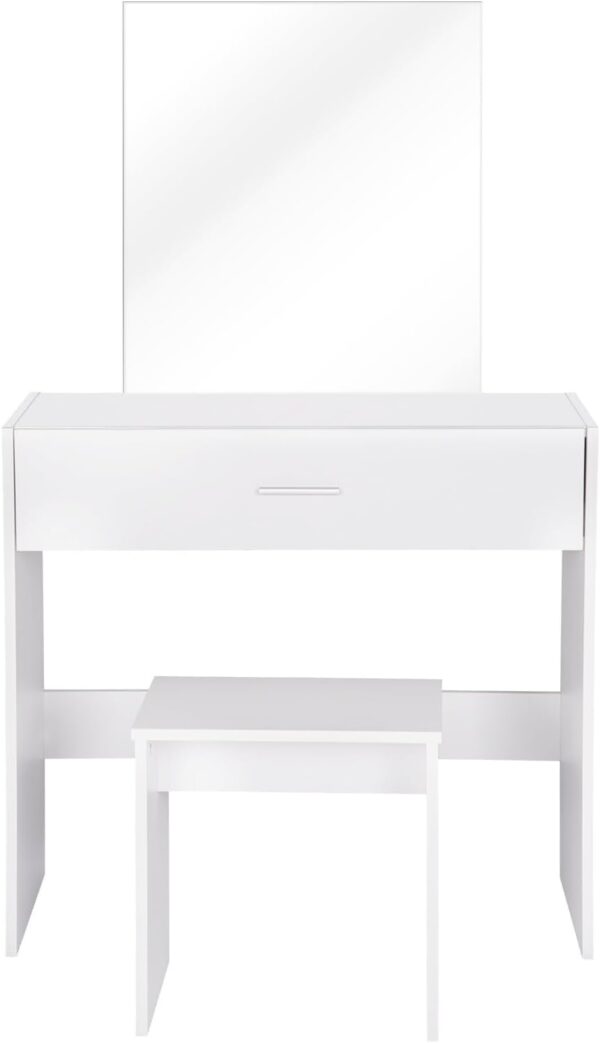 #DT-001 Vanity with Mirror & Stool - White - Image 6
