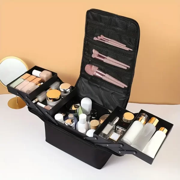 #MB 01-01 Multi-use Fabric Cosmetic Bag - Black - Image 3