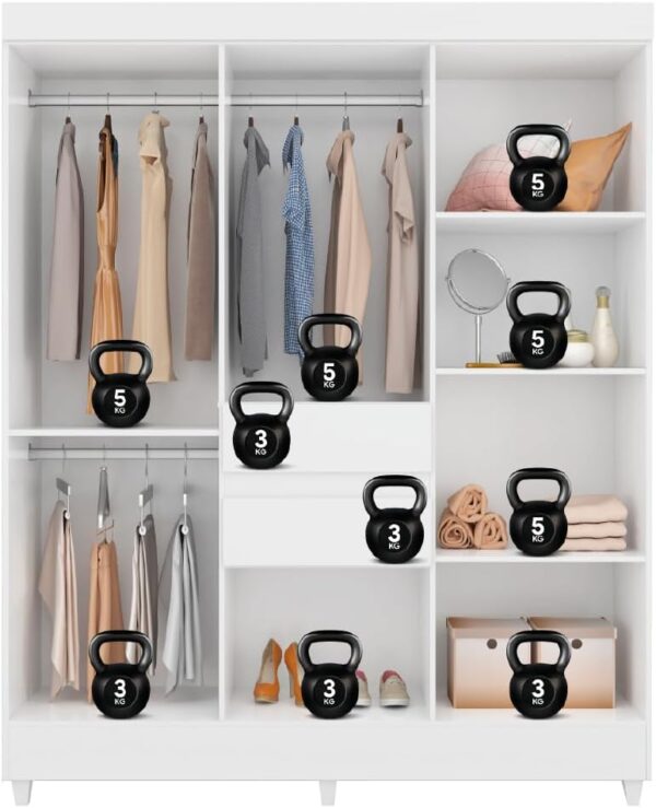 Munique 8 Door Wardrobe - White - Image 4