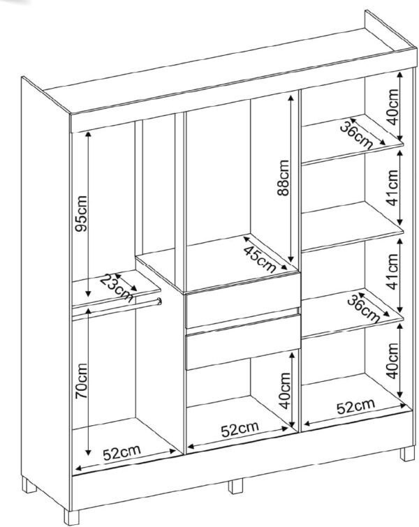 Munique 8 Door Wardrobe - Ebony - Image 4