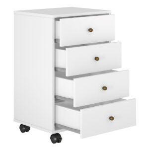 Presence 5 Drawers Storage Cabinet on Wheels - White