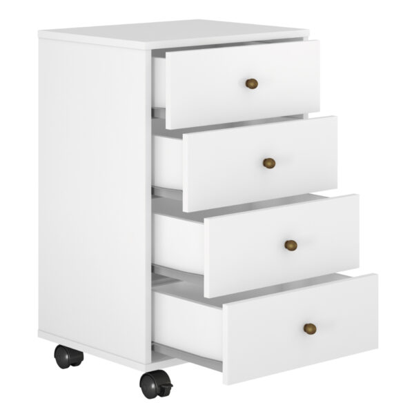 Presence 5 Drawers Storage Cabinet on Wheels - White