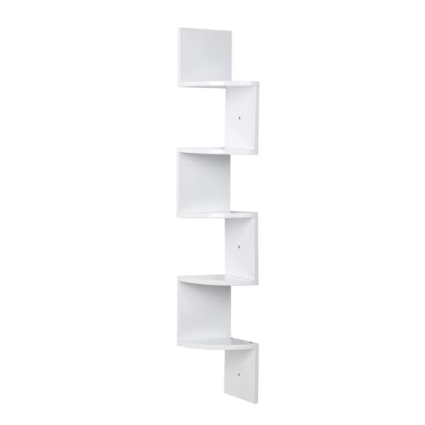 #BC-036 White 5 Tier Corner Floating Shelf - Image 2