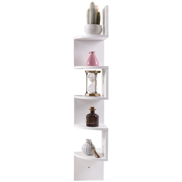 #BC-036 White 5 Tier Corner Floating Shelf - Image 3