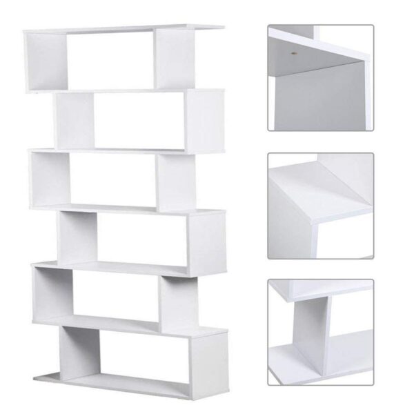 #BC-022WH White 6 Tier Zig Zag Display Shelf - Image 2
