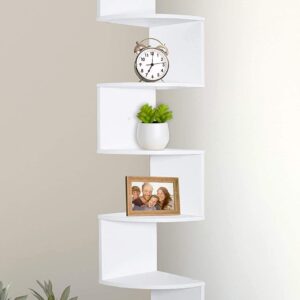#BC-036 White 5 Tier Corner Floating Shelf