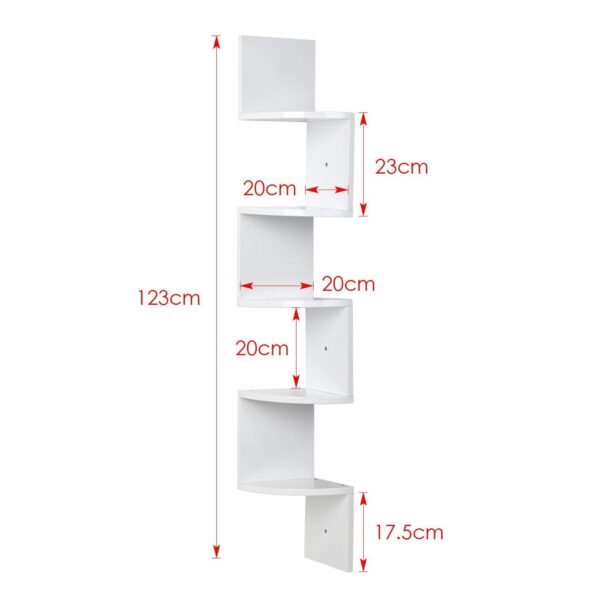 #BC-036 White 5 Tier Corner Floating Shelf - Image 8