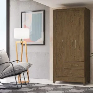 Lima 3 Door Wardrobe - Brown