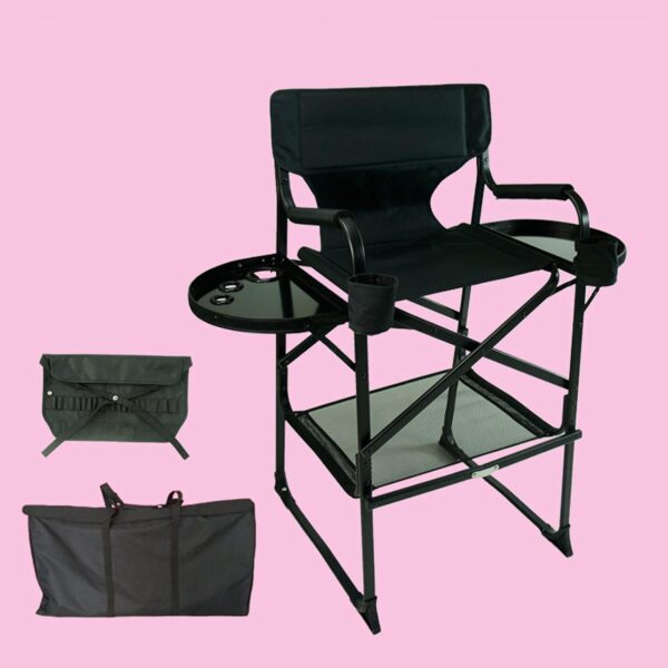 #RL 11-11 Portable Aluminium Folding Makeup Chair - Black - Image 11
