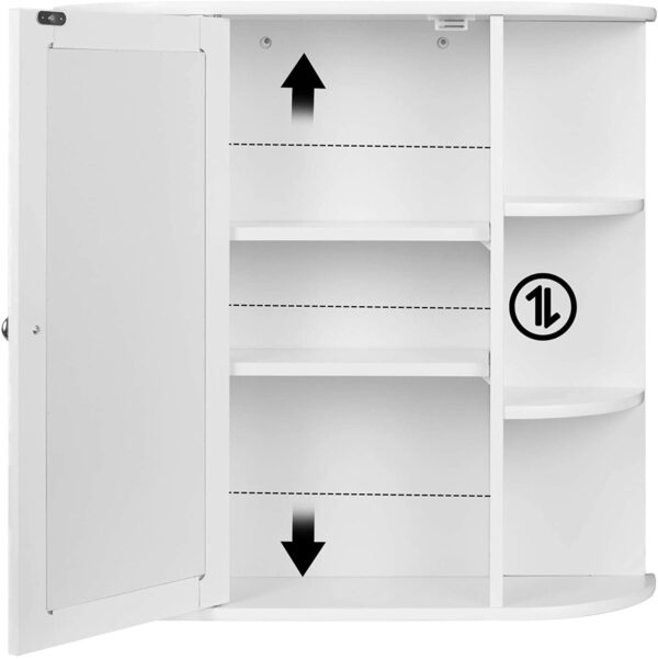 #BA-009 White 1 Door Medicine Cabinet with Mirror & External Shelves - Image 6