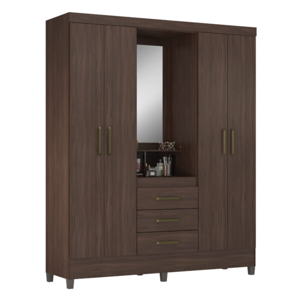 Little Capella Wardrobe with Mirror - Coffee Finish - Image 2