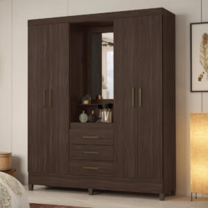 Little Capella Wardrobe with Mirror - Coffee Finish