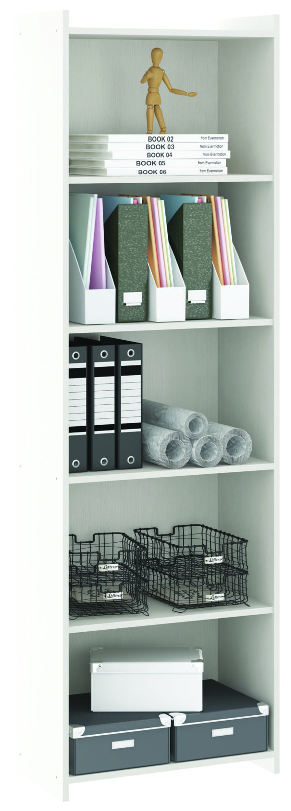 #700.91 5 Tier Bookcase - White - Image 3