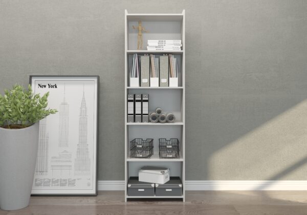 #700.91 5 Tier Bookcase - White - Image 4