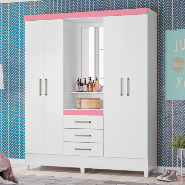 Little Capella Wardrobe with Mirror - White/Flex - Image 4
