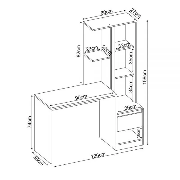 Morada Office Desk with Cabinet - White - Image 5