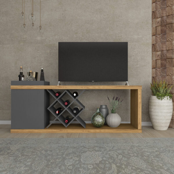 Madrid TV Stand/Bar - Oak/Graphite