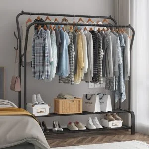 #CR 01-02 Double Clothing Rack - Black