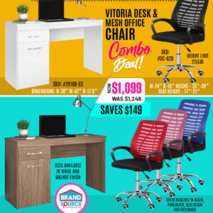 Combo Deal: Vitoria Desk & #OC-620 Mesh Office Chair
