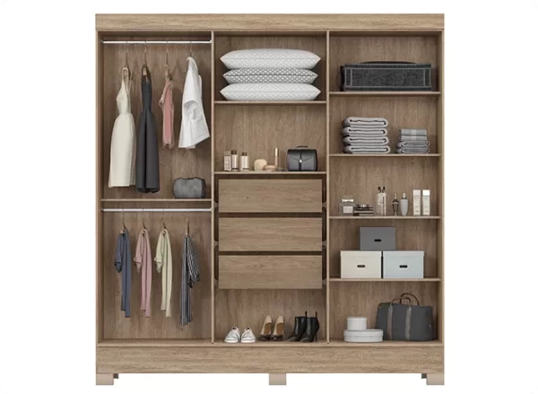 Practico 6 Door Wardrobe with Mirrors - Almond Finish - Image 2