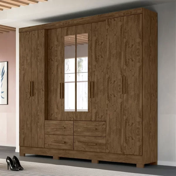 San Lorenzo Plus 8 Door Wardrobe with Mirrors - Brown