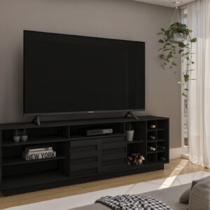 Marrakesh TV Stand/Bar Unit - Black Finish - Up to a 85" TV