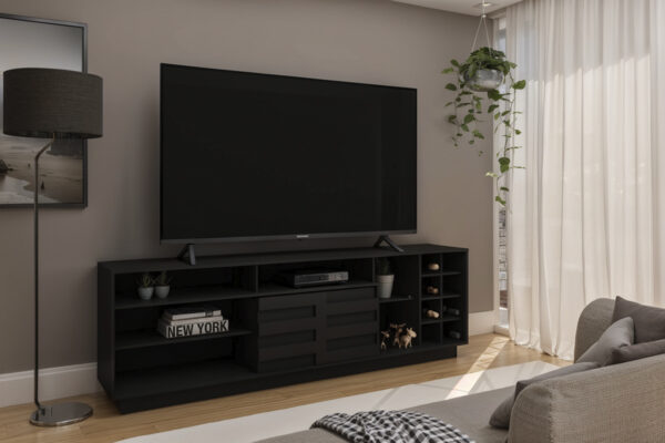Marrakesh TV Stand/Bar Unit - Black Finish - Up to a 85" TV
