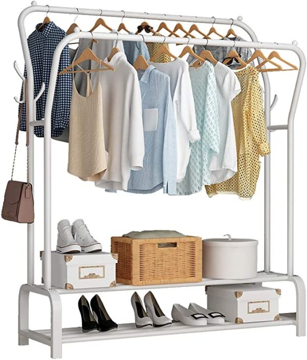 Double Clothing Rack - White - Brand Source