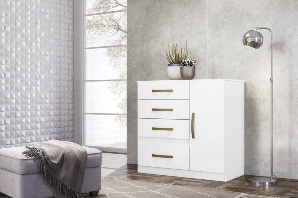 Combo Deal: Panama 6 Door Wardrobe & Venus Chest of Drawers – White - Image 4