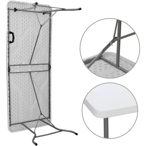 6FT White Plastic Folding Table - Image 3