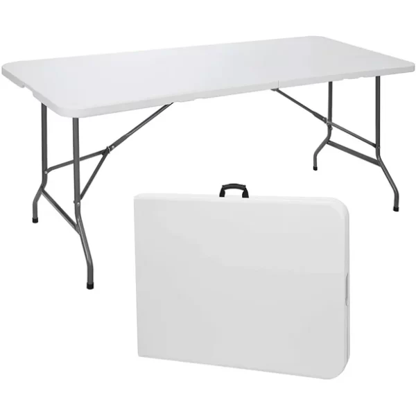 6FT White Plastic Folding Table