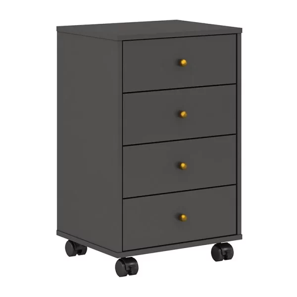 Presence 5 Drawers Storage Cabinet on Wheels - Graphite