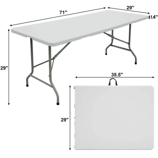 6FT White Plastic Folding Table - Image 7