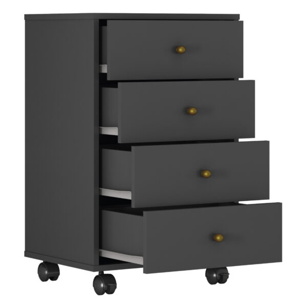 Presence 5 Drawers Storage Cabinet on Wheels - Graphite - Image 3