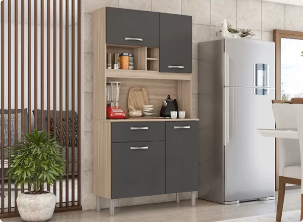 Malta Kitchen Kit Cabinet - Oat/Grey