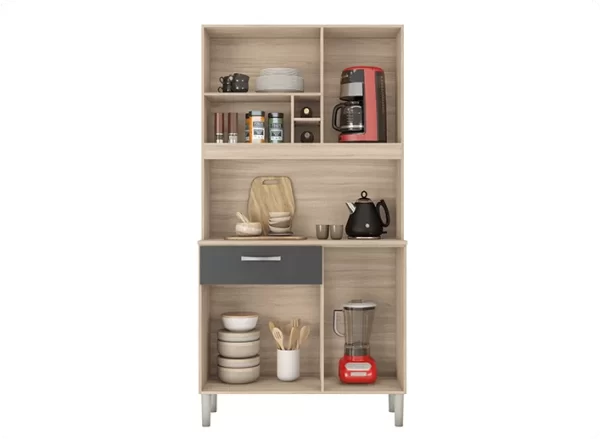 Malta Kitchen Kit Cabinet - Oat/Grey - Image 3