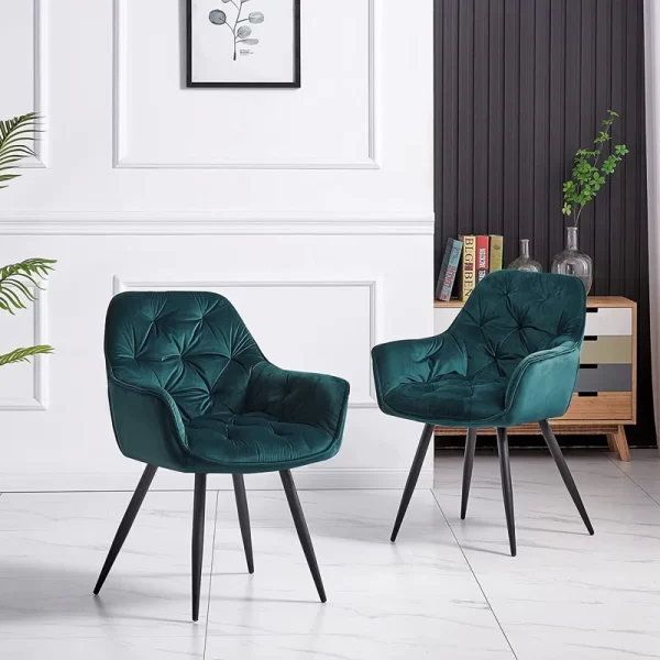 #CH 03-05 Velvet Accent Armchair - Dark Green - Image 3