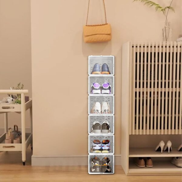 #SR 06-07 6PC Plastic Stackable Shoe Boxes - White - Image 6