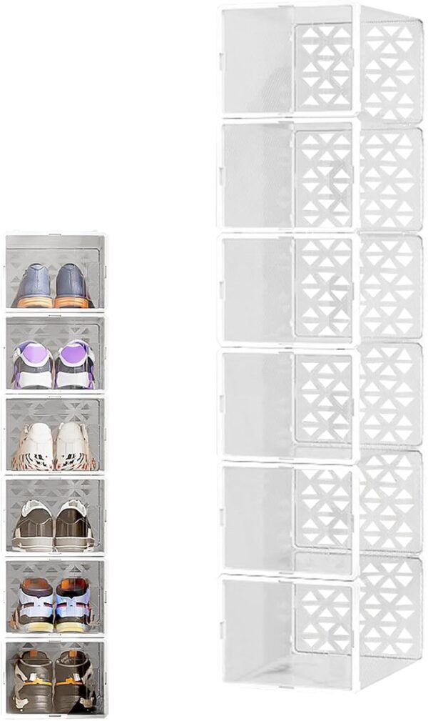 #SR 06-07 6PC Plastic Stackable Shoe Boxes - White - Image 7