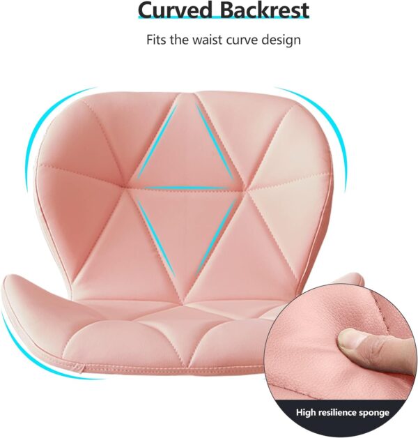 #CH 08-07 Leatherette Rolling Chair - Pink - Image 3